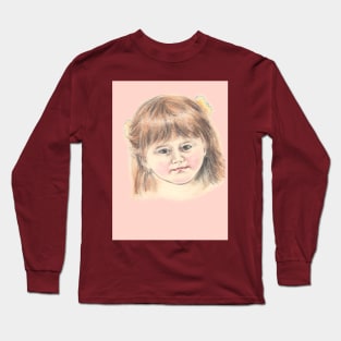 Lovely Little Girl - Colour Pencil Portrait Drawing Long Sleeve T-Shirt